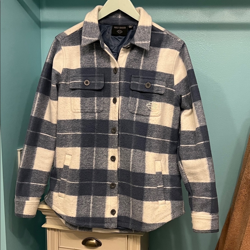 Harley-Davidson Blue and White Plaid Jacket